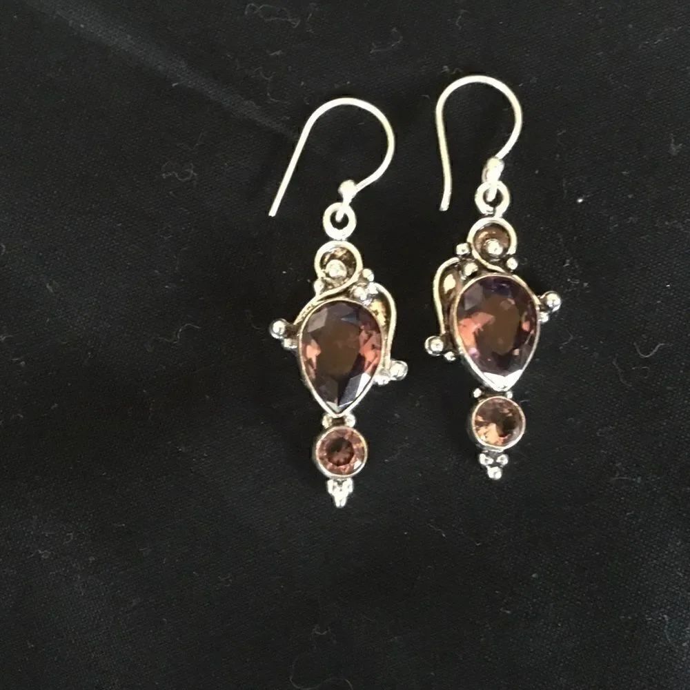 NWOT. Sterling Silver Amethyst Earrings